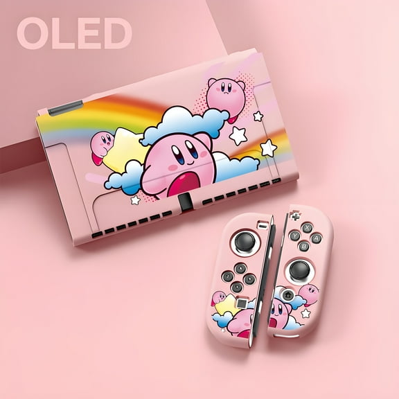 Kirby Nintendo Switch OLED Silicone Case - Soft Protective Cover with Mario Theme, Shockproof, Joy-Con Compatible