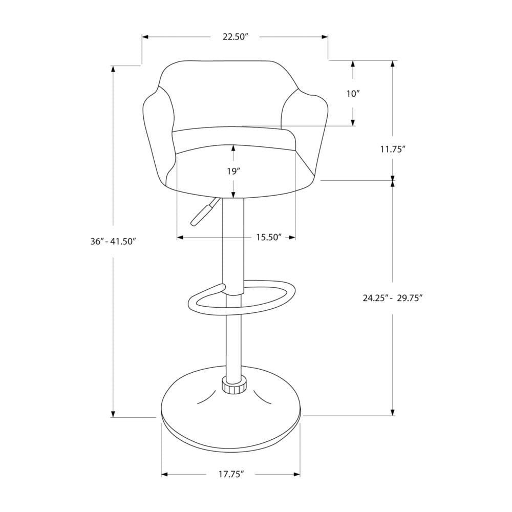 Monarch Bar Stool with Adjustable Height & 360-Degree Swivel, White