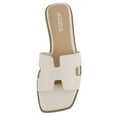 thumbnail image 5 of Soda Shoes Women Slip-On Cushioned Sandals H-Band Flat Flip-Flops Slides Square Toe KNIT-S Beige Cream Bone 7, 5 of 5