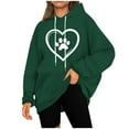 thumbnail image 5 of Guieoi Plus Size Jackets Women Winter Casual Christmas Solid Color Round Neck Long Sleeve Pullover Blouse Hooded Sweatshirt Green Black*Friday/Cyber*Monday, 5 of 5