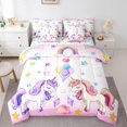 thumbnail image 1 of YST 7 Piece Bed in a Bag Queen Size Comforter Set Kids Unicorn Bedding Set,Girls Rainbow Unicorn Reversible Design Bed Set,Cartoon Unicorn Comforter with Sheet Set,All Season, 1 of 5