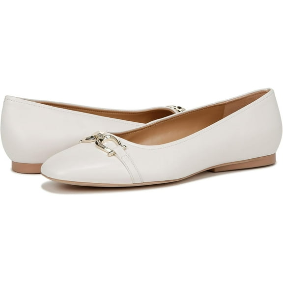 Naturalizer Womens Charlotte Ballet Flat Warm White Leather 9.5W