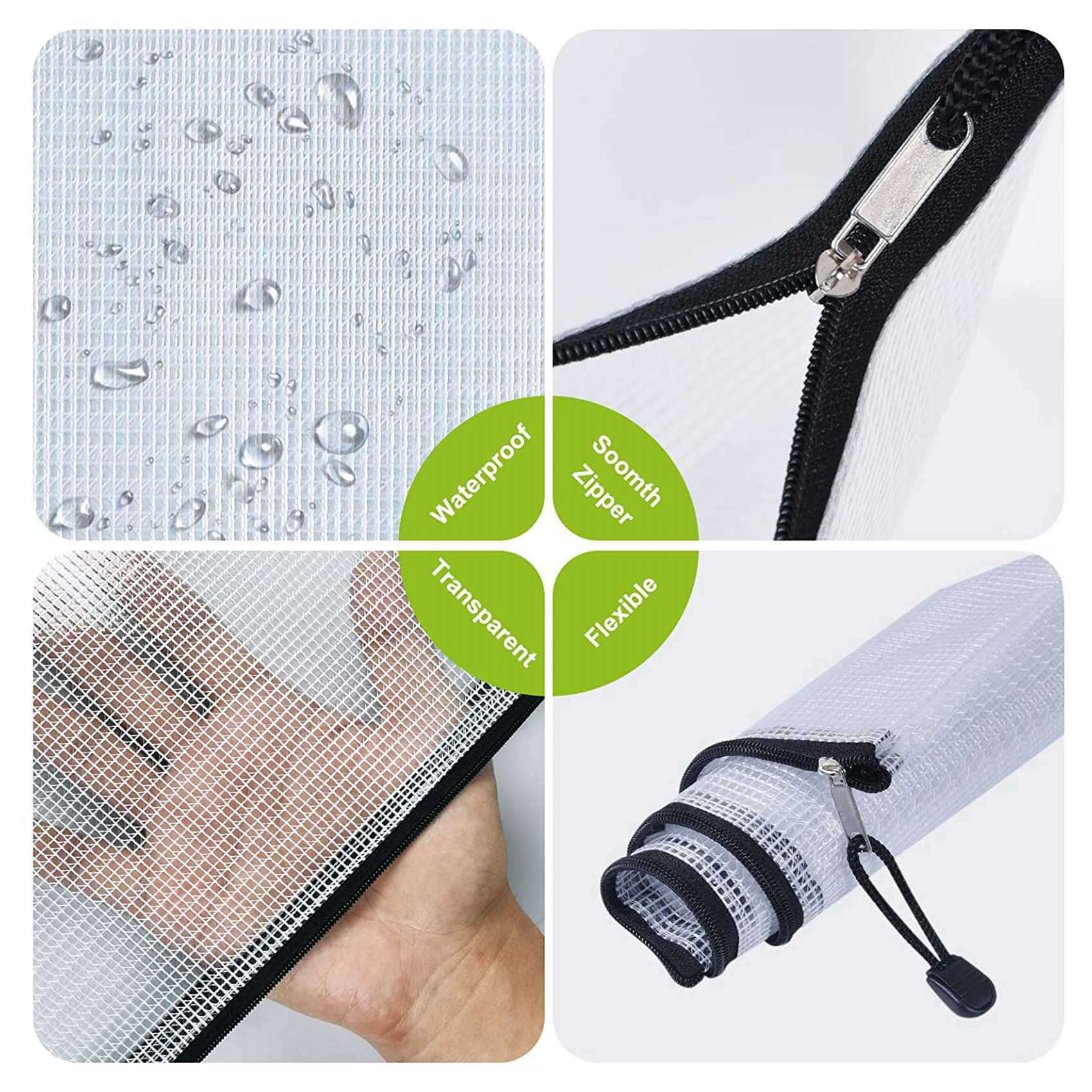 24PCS A3 Folder, Information Zipper Bag Plastic Wallet Mesh File Bag Zipper Bag Zipper Wallet