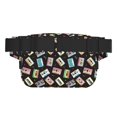 thumbnail image 3 of Fuzoiu Colorful Retro Tape Print Unisex Square Double Layer Waist Bag,Crossbody Fanny Pack Travel Workout Accessory, 3 of 9