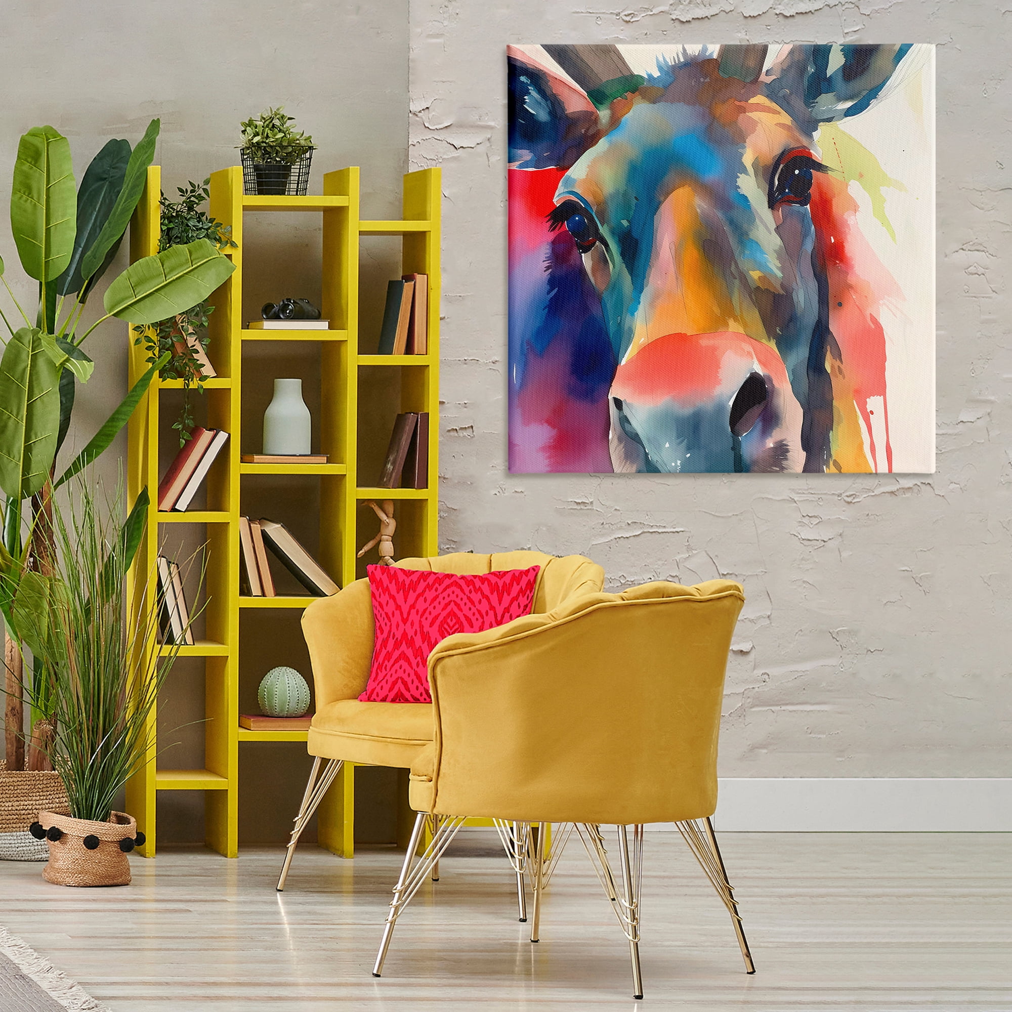 Stupell Industries Modern Close Up Horse Animals & Insects Painting Gallery Wrapped Canvas Art Print Wall Art, 36 x 36