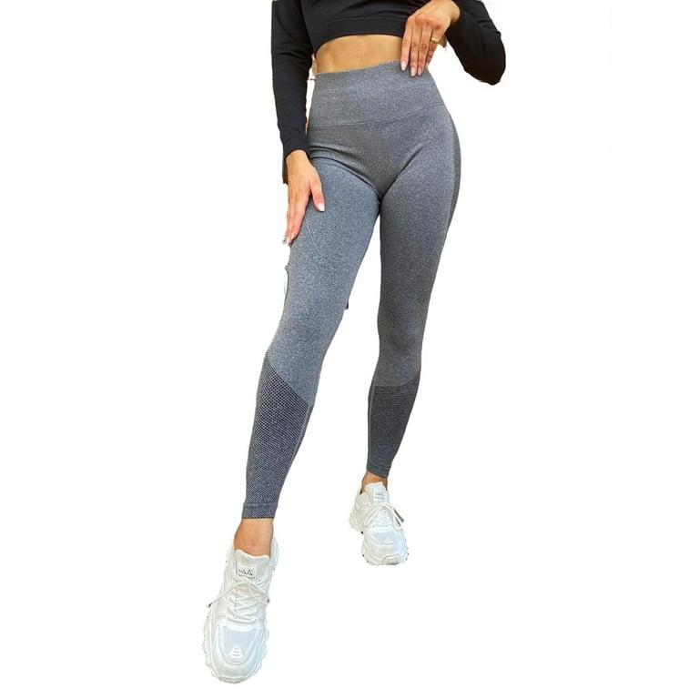 Grey Solid Regular Women s Sports Leggings Walmart