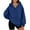 Blue, variant on Womens Oversized V Neck Hoodies , Fleece Long Sleeve Pullover Sweatshirts, Fall Trendy Outfits