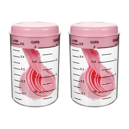 

HOMEMAXS 2 Sets Plastic Measuring Cups and Spoons Baking Measuring Cups Milk Powder Spoons Kitchen Tools