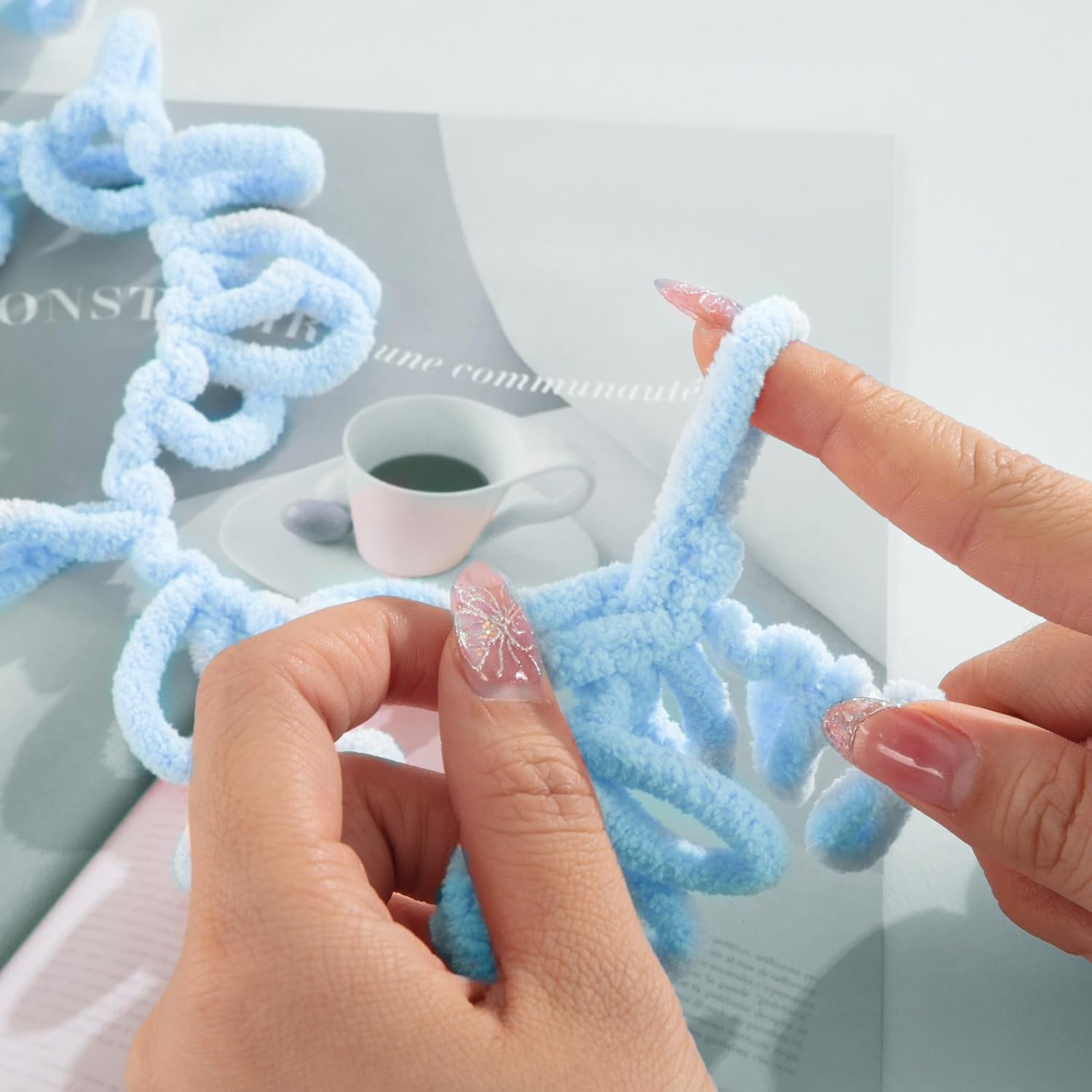 Bulky Loop Yarn for Finger Knitting Soft,Off The Hook Loop Yarn,No-Needle Craft Chenille Yarn for Crocheting,Tie Dyed Hand-Knitting Yarn,6 Pack (9.8 yds,3.5 oz Each Skein)
