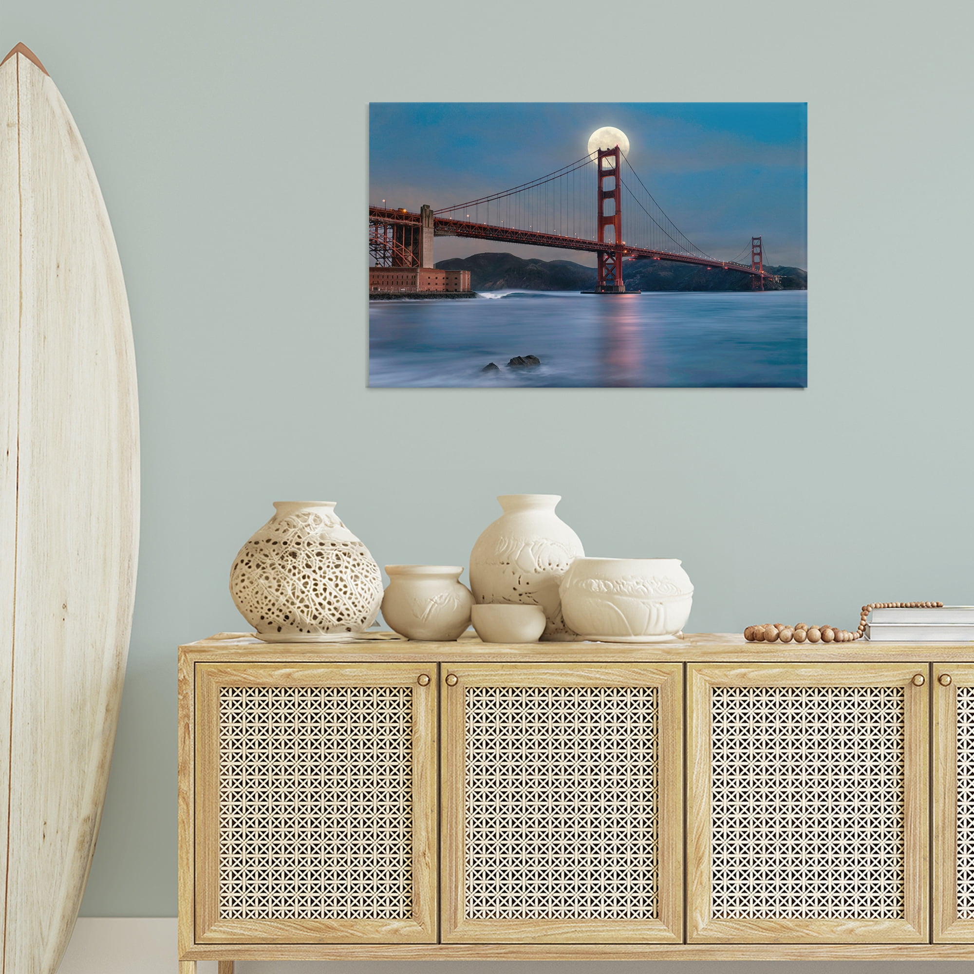 Stupell Industries Moonlit Bridge Landmark Scenic & Cityscapes Painting Wrapped Canvas Art Print Wall Art, 36 x 24