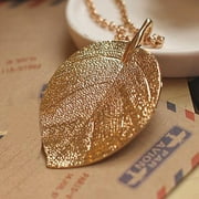 HOZXCLLE Fashion Womens Charm Golden Leaf Pendant Necklace Long Sweater Chain Jewelry