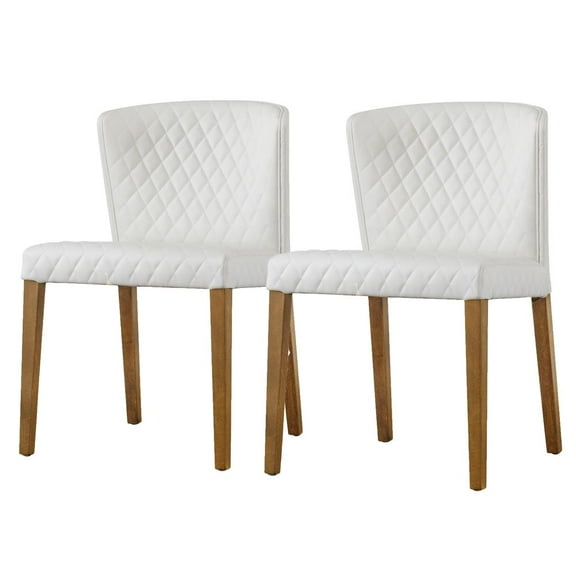 NPD Furniture Albie Faux Leather Dining Side Chair in Off White (Set of 2)
