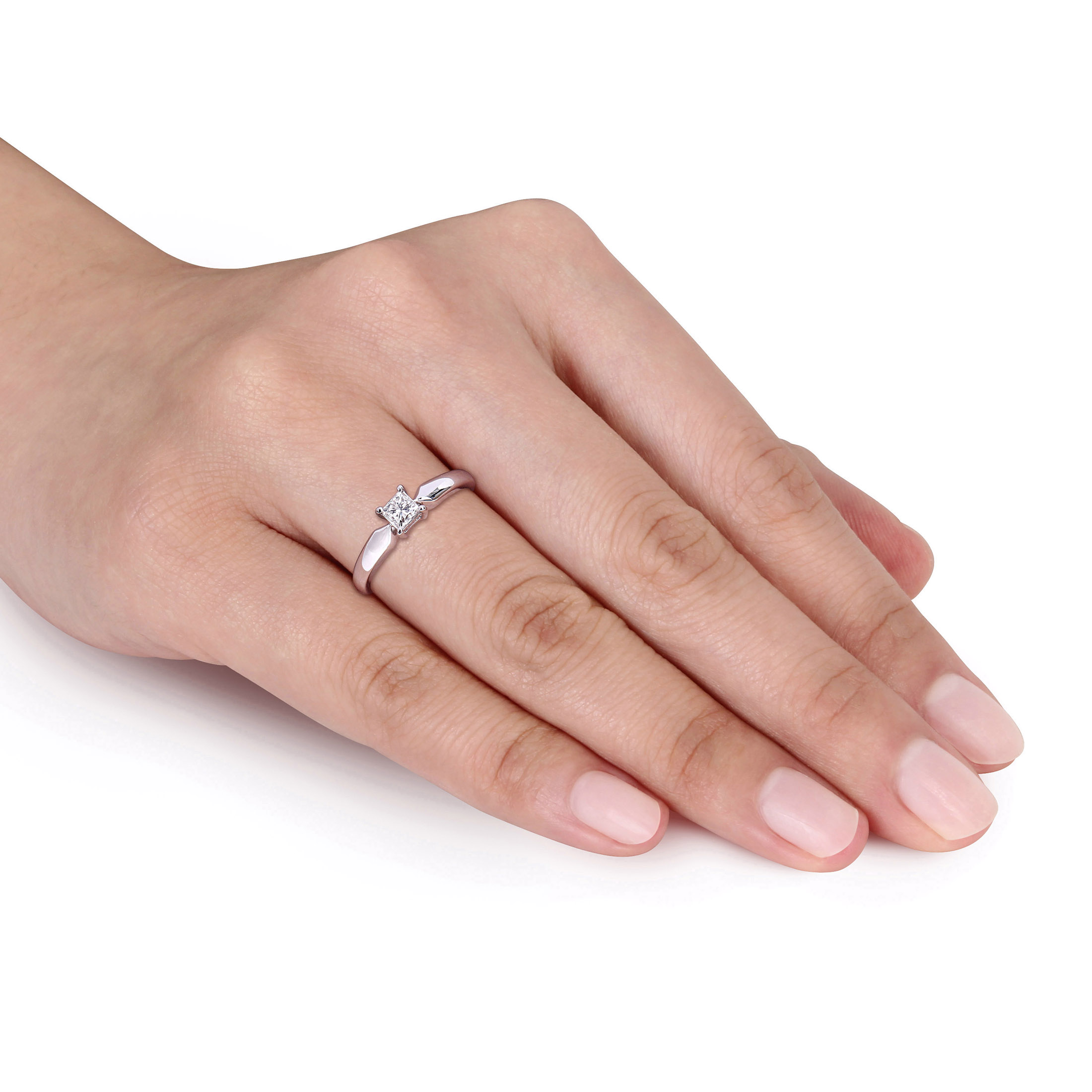 Miabella Women's 1/3 Carat T.W. Princess-Cut Diamond 10kt White Gold Solitaire Engagement Ring - image 5 of 7