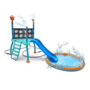 Plum Play Kids Splash Pad Station Water Slide Play Equipment - Outdoor Toddler Water Toys, Sprinkler Pool for Kids, Backyard Water Park with Bubble Blower, Water Reveal Coloring Wall Ages 3 Years+