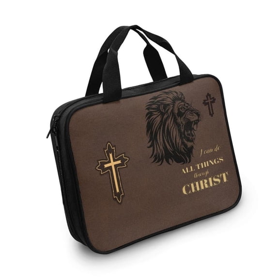Giaone Religious Crosses Storage Container Print Polyester Bible Cover with Handle