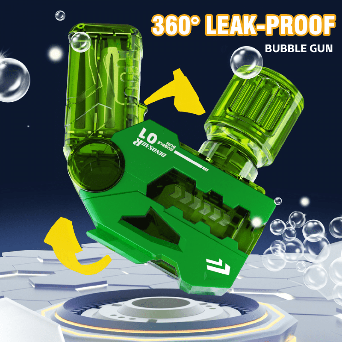 Dinosaur Bubbles Machine Portable Electric Bubble Maker Blower for Kids Outdoor Toys Christmas Gifts(Yellow)