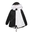 thumbnail image 4 of Chaqueta de algodón de talla grande para mujer, de longitud media y larga, con forro polar, chaqueta de invierno cálida y holgada para mujer con cuello de piel, 4 of 6