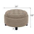 thumbnail image 6 of CQSXDA Versatile Upholstered 25 Inch Round Ottoman with Removable Top and Tray for Coffee Table Use in Living Rooms and Bedrooms, Camel, 6 of 10