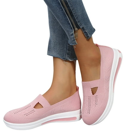 Mepaouo Mesh Walking Shoes Women Woven Orthopedic Breathable Wide Sneakers for Plantar Fasciitis