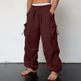 thumbnail image 5 of Men's Casual Cargo Pants Joggers Trousers Drawstring Elastic Waist Straight Leg Loose Fit Quick Dry Lightweight Breathable Versatile Function Pockets Daily Streetwear Athletic, 5 of 8