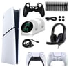 PS5 Slim Digital Console with Extra Chroma Pearl Dualsense Controller and Accessories Kit