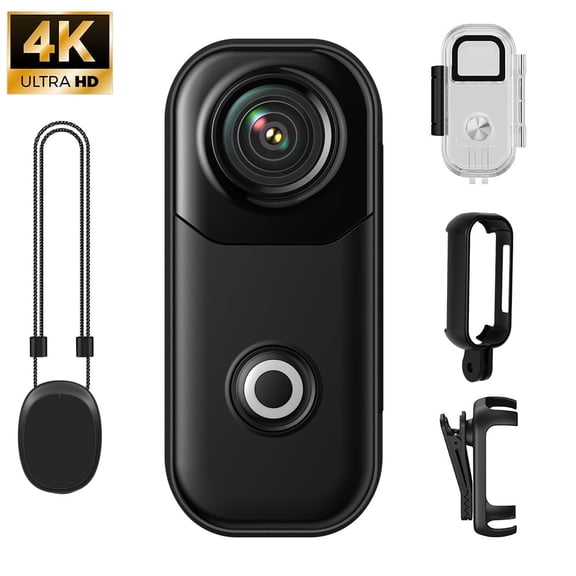 Zmisner 4K 30FPS Vlogging Camera, Body Cam, Portable Hands-Free Camera, 150 Tiny Mini Action Cam, Electronic Anti-shake Camera for Ski Bicycle (10m Waterproof)