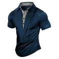 thumbnail image 1 of Camiseta de Solapa de Color Sólido de Moda Casual de Manga Corta, Cuello Redondo Manga Corta Superior para Hombres, Poliéster de Lavado a Mano, 1 of 5