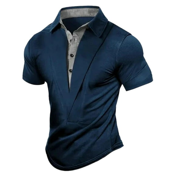 LNWUY Shirts for Men Short Sleeve Summer Shirts Quick Dry Soft Breathable Comfortable Golf Shirts Sports Outdoor Casual T-Shirt Blue L