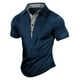 thumbnail image 1 of Playeras Elvqul para Hombre Azul Marino Casual de Color Sólido Manga Corta Solapa, 1 of 5
