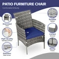 thumbnail image 4 of HARAISEDK Patio Bistro Furniture Set 3 Pieces Porch Sets Rattan Wicker Chairs with Table Outdoor Garden Furniture Sets Patio with Coffee Table for Yard and Bistro (Large/Gray/Dark Blue), 4 of 9