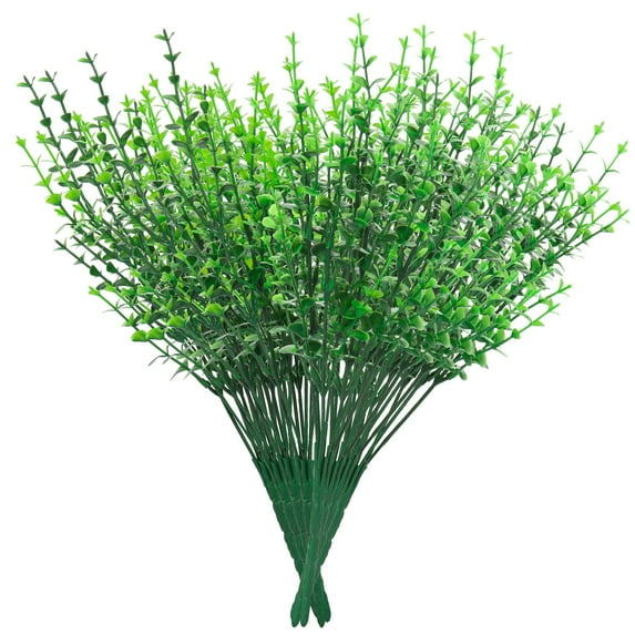 Gustave 8 Bundles Artificial Plants Fake Eucalyptus Stems Greenery No Fade Faux Plastic Plants for Vase Home Garden Verandah Indoor Outdoor Decor