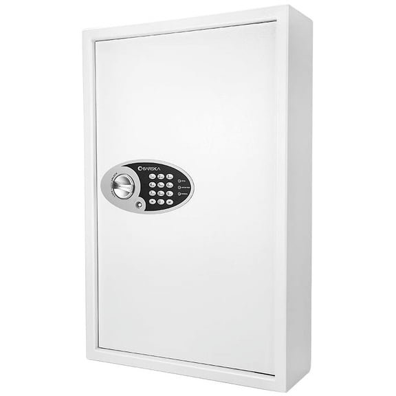 Barska 144 Steel Key Cabinet with Digital Lock Electronic Key Wall Safe, White