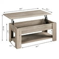 Modern 38.6" Wood Lift Top Coffee Table with Lower Shelf, Rustic Gray