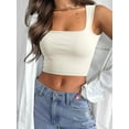 thumbnail image 3 of FEORJGP Women Crop Tank Tops Laides Slim Basic Vest Low Cut Camisole Solid Color U Neck Blouses Sleeveless Shirt Fashion Cool Summer Aesthetic Clothes for Streetwear, 3 of 7