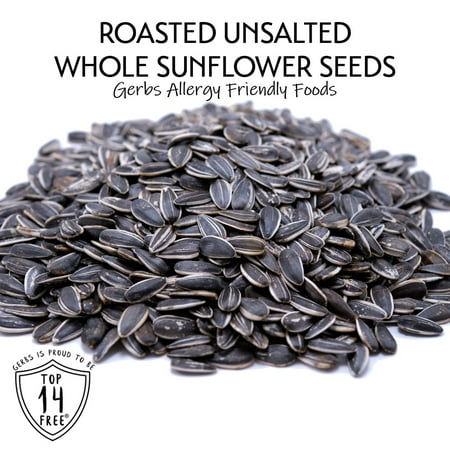 Unsalted Sunflower Seeds In Shell by Gerbs - 2 LBS - Top 14 Food Allergen Free & NON GMO - Dry Roasted