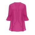 thumbnail image 4 of Turilly Womens Jackets Ladies Women's Solid Three Quarter Sleeve Kimono Cardigan Loose Chiffon Cover Up Casual Blouse Tops, 4 of 6
