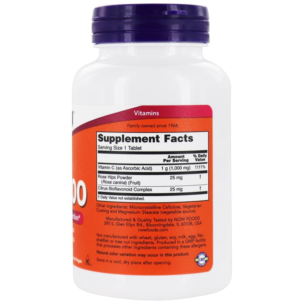Now Foods Vitamin C 1000 Antioxidant Protection 100 Tablets Walmart Com Walmart Com