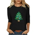thumbnail image 2 of Meichang Hauts à Manches 3/4 pour Femmes T-Shirts Graphiques Arbre de Noël T-Shirts Confort Col Ras du Cou Tee Hauts Coupe Ample Chemisiers des Fêtes, 2 of 5