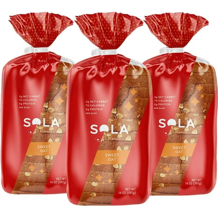 Grain Bread - Sweet Oat Low Carb Sandwich Bread Loaf: Sola Thin Sliced, High Protein Whole Loaf of Bread - Healthy Grain Groceries and Light Foods for Low Carb Diets, Modified Keto Plans - 14 Ounces
