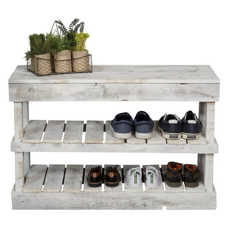 Del Hutson Reclaimed Wood Shoe Bench Walmart Com