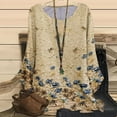 thumbnail image 2 of Ladies Long Sleeve T Shirt Round Neck Top Ladies Plus Size Tops Elegant Baggy Blouses Blouse Longline Tunic Tops for Women Cotton Casual T-Shirt Watercolor Printed, 2 of 5