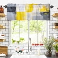 thumbnail image 3 of Yellow Grey Valances for Windows Oil Painting Abstract Art Rod Pocket Curtain Valance Window Treatment Short Curtains for Kitchen Living Room, 42"x18", 3 of 5
