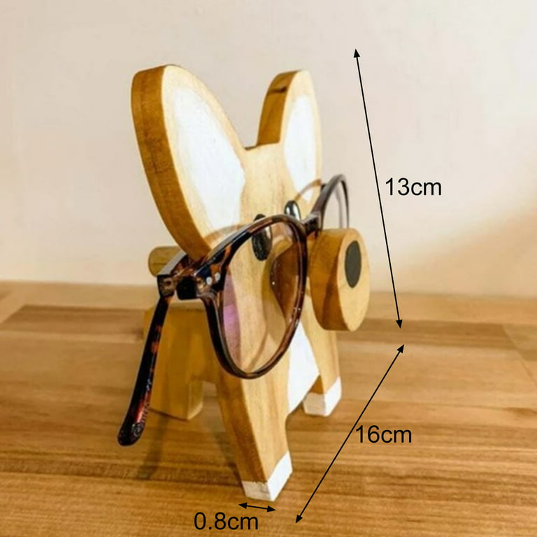 Visland Handmade Wooden Spectacle Holder Eyeglass Holder Dog or Cat Display  Stand for Living Room Home Office Desk Decor Accessories