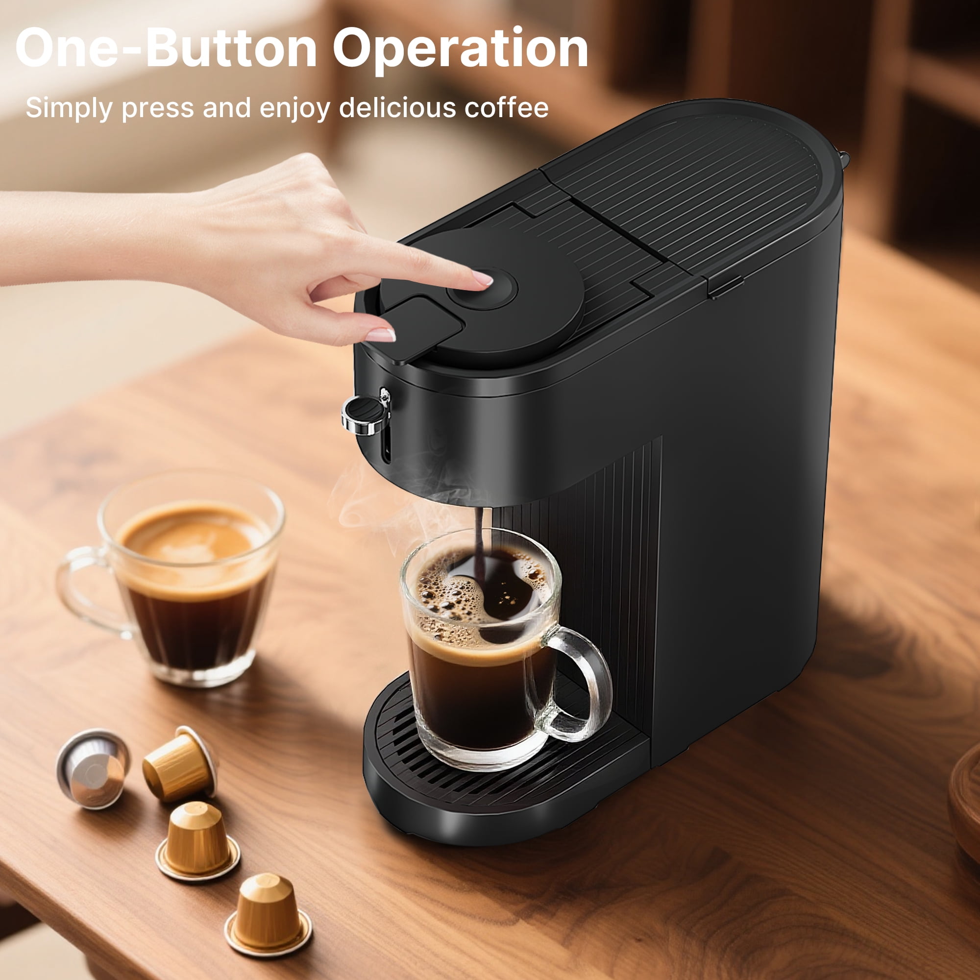 Coffee Maker 2-in-1 Single Serve Coffee Machine for K-Cup Capsule Pod and Ground Powder Brewer for Home Office Kitchen