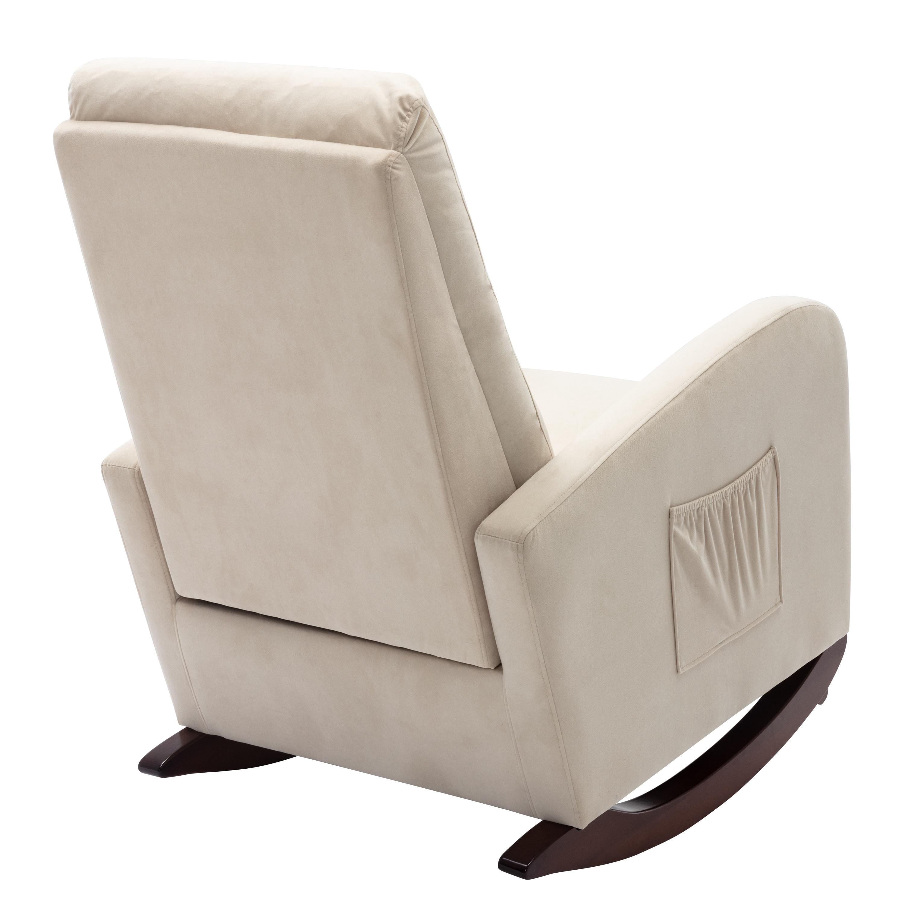 Glavbiku Modern Baby Room High Back Rocking Nursery Chair,Comfortable Rocker Armchair,Beige