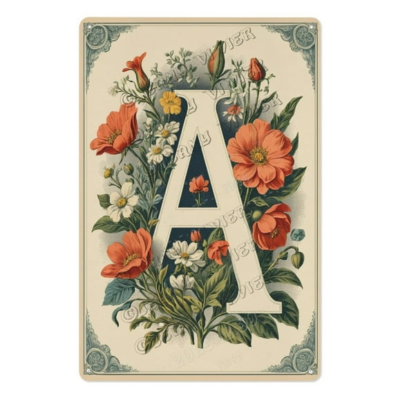 Charming Flower Letter 'A' Decorative Sign – Personalized Initial Wall Art for Bedrooms & Nurseries, Ideal Gift for Baby Showers & Birthdays 8x12 inch