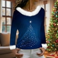 thumbnail image 6 of Hvot&aat Merry Christmas Sweaters for Women Faux Fur Trim V Neck Sweatshirts Xmas Graphic Long Sleeve Holiday Pullover, 6 of 6