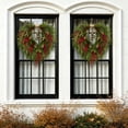 thumbnail image 5 of Yastouay 24" Christmas Wreath with Lights Bells, Artificial Heart Shape Norfolk Pine Wreath with Red Berries for Wall Porch Home Xmas Decor, 5 of 10