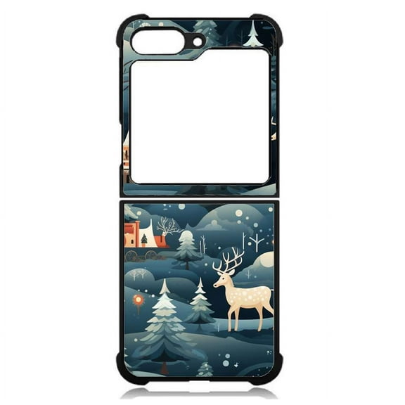 Bemz Phone Case for Samsung Galaxy Z Flip 5, Slim Shockproof Scratch Resistant Protective TPU Cover (Reindeer Snow)