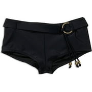 Women's Plus Boy-Short Bikini Bottom with Beaded Belt